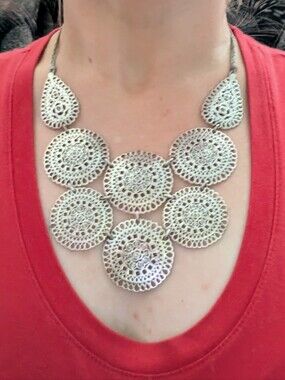Stella & Dot Medina Silver Tone Statement Necklace - Women Jewelry